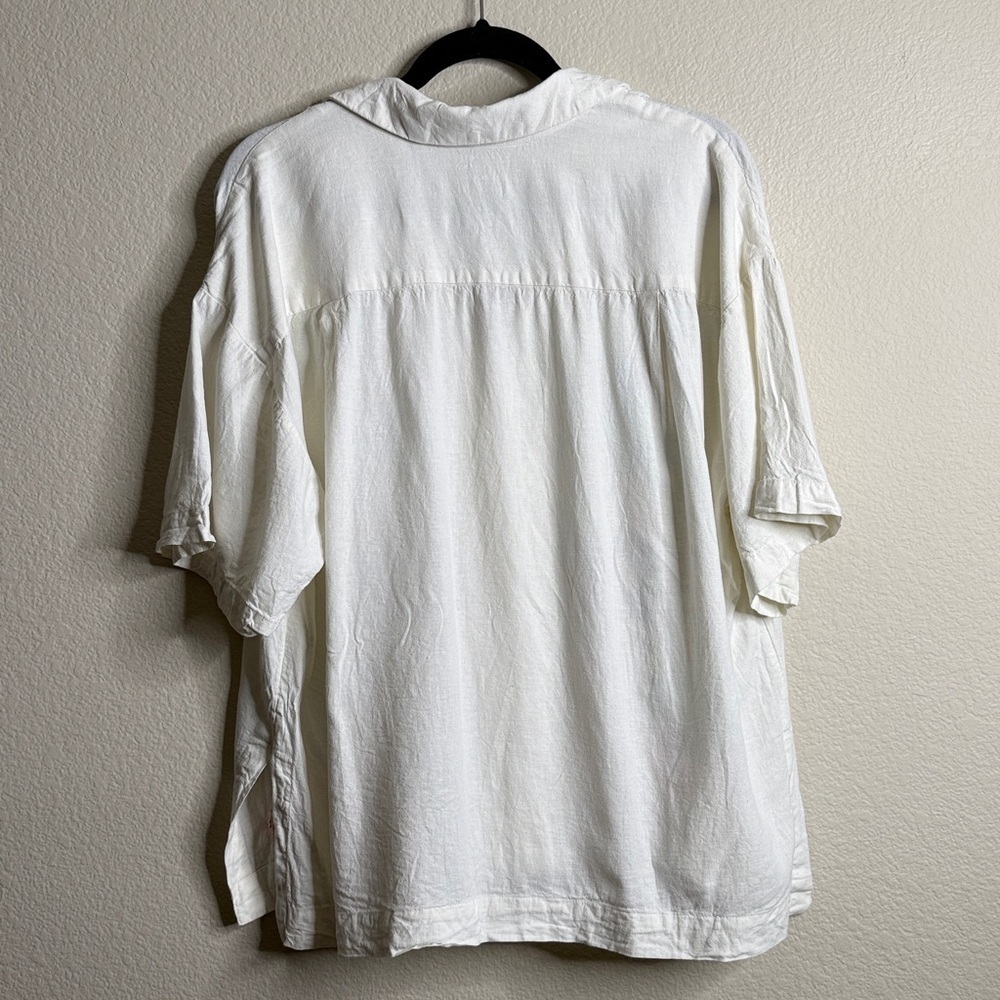 Anthropologie Celandine linen embroidered short sleeve button down medium - Picture 6 of 6